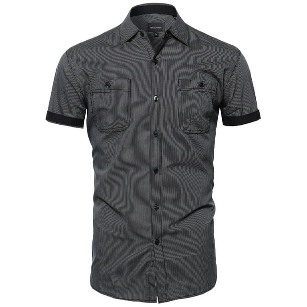 FashionOutfit Men's Lightweight Casual Slim Fit Striped Cotton Button Down Shirt FashionOutfit Men's Lightweight Casual Slim Fit Striped Cotton Button Down Shirt